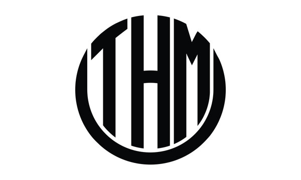 THM shield in circle logo design vector template. lettermrk, wordmark, monogram symbol on white background.