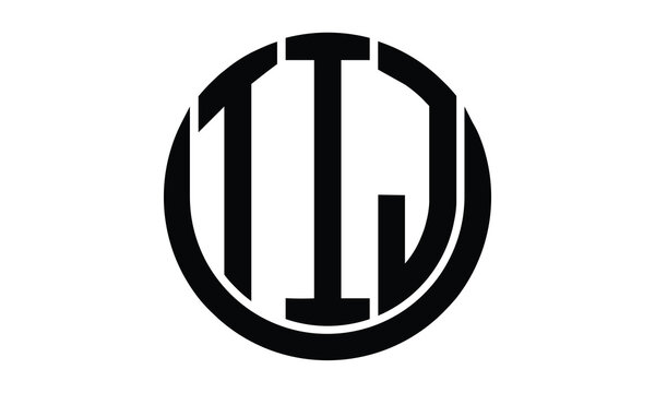 TIJ shield in circle logo design vector template. lettermrk, wordmark, monogram symbol on white background.