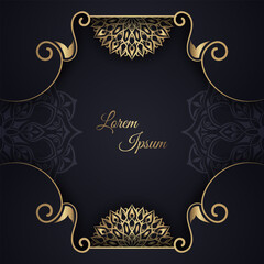 Black background with golden mandala ornament