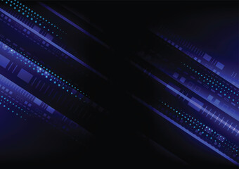 Digital technology banner blue  background concept, cyber technology light effect, abstract tech, innovation future data, internet network, lines dots connection, illustration vector - 636818419