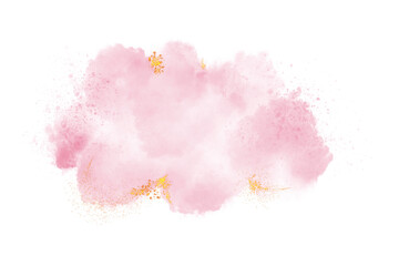 Soft Pink watercolor elements background with golden glitters for your design, watercolor background concept, vector.