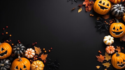 Beautiful Halloween pumpkin black background
