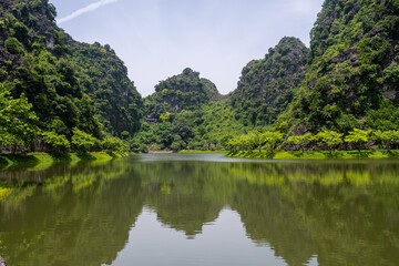 views of dong am tien pond in ninh bin, vietnam