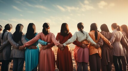 Friends forming a unified front.