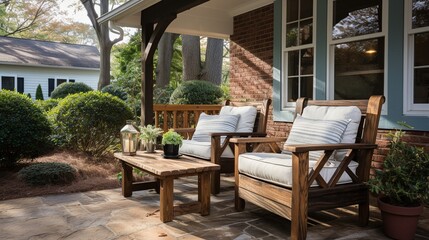 Obraz premium house's front porch with the door open.