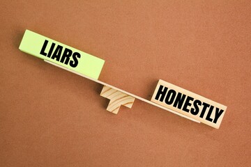 word balance between honest and liar. the concept of trust. honesty is more important. belief or...