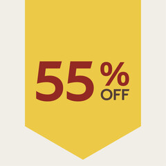 55% discount label. for sale. promotion. special offer promotion. discount percentage. vector flat design.