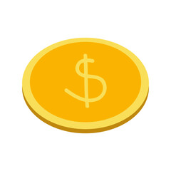 Money flat illustration. Dollars and gold coins stack. Wealth and banking icon. Isolated on white background.