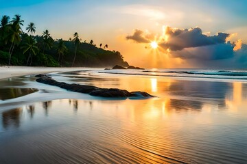 sunrise over the river Generative Ai