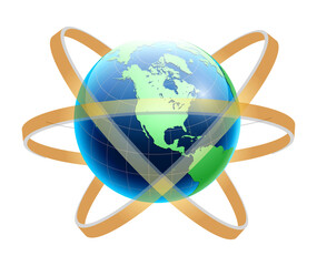 set of realistic earth globe interconnected isolated. 3D Render
