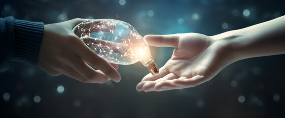 AI Machine learning Hands of robot and human touchgenerative ai 