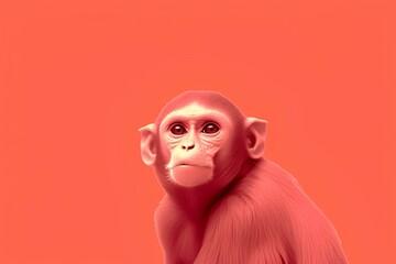 portrait of a monkey on a coral background made by midjeorney