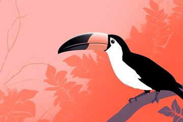 Obraz premium toucan on a coral background made by midjeorney