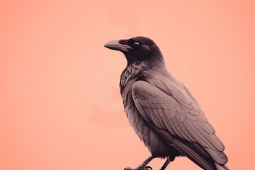crow on a coral background made by midjeorney