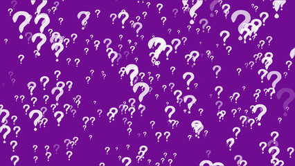 Question mark on particle element on the purple screen background