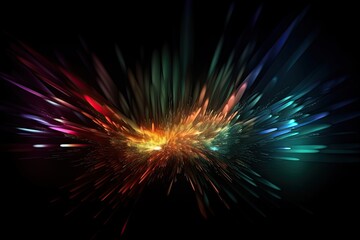 Fototapeta premium Futuristic flow. Dynamic light and motion. Abstract energy. Neon waves of technology. Digital elegance. Glowing waves on black