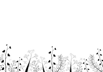 Autumn leaf background. Minimal style drawn with lines. Decorate the frame with copy space. illustration vector