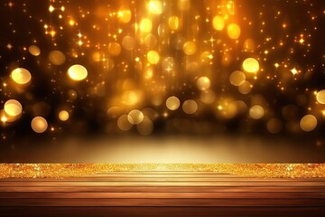 Golden glow. Festive bokeh background. Sparkling celebration. Bokeh magic for christmas. Holiday shine. Abstract delight