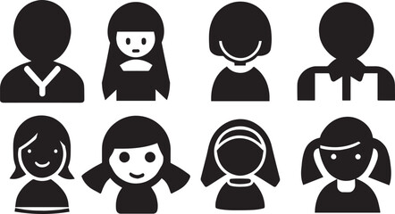 Girl Icon vector pack Illustration
