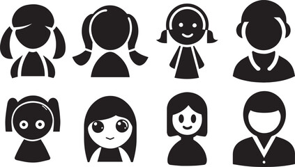 Girl Icon vector pack Illustration