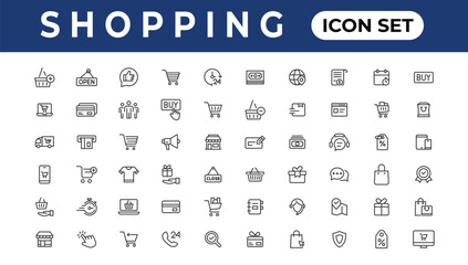 Shopping and E-Commerce Icon Set Vector 