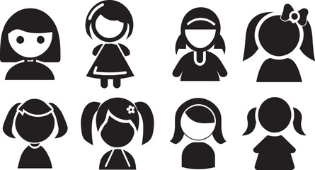 Girl Icon vector pack Illustration