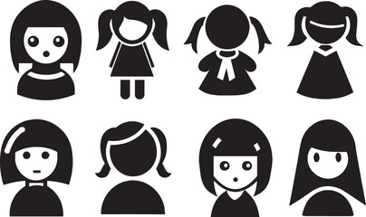 Girl Icon vector pack Illustration