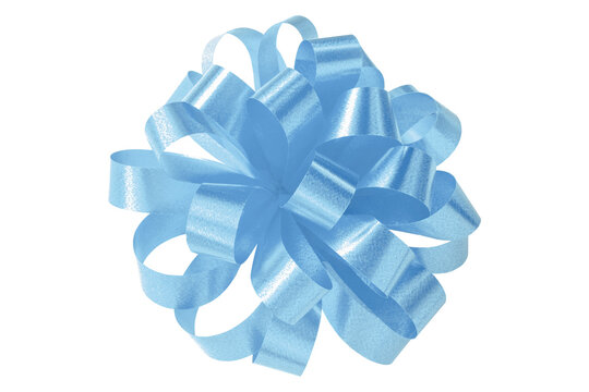 light blue gift bow ribbon isolated on transparent background