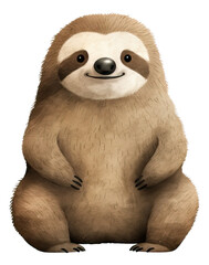 Fototapeta premium Cute sloth cartoon character, Hand drawn watercolor isolated.