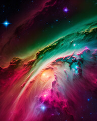 Detailed colorful space with nebula