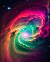 Colorful space with nebula, detailed