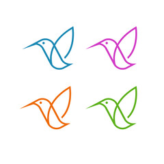 Hummingbird Simple Set logo. Effortless grace capturing nature's vibrant energy. Vector illustration.