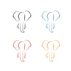 Elephant head line art logo. Graceful simplicity capturing majestic essence. Vector illustration.