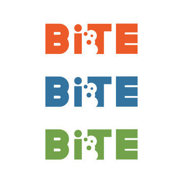Bite lettering logo. A taste of creativity and style. Perfect for food brands. Vector illustration.