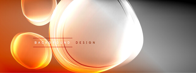 Vector abstract background - liquid transparent bubble shapes on fluid gradient with shadows and light effects
