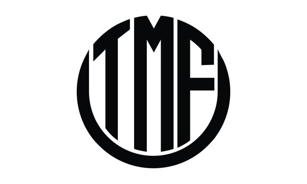 TMF shield in circle logo design vector template. lettermrk, wordmark, monogram symbol on white background.