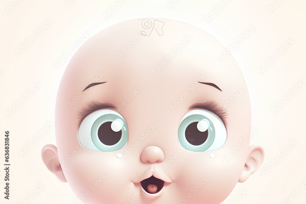 Sticker baby child face made by midjourney