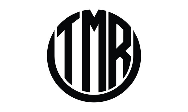 TMR shield in circle logo design vector template. lettermrk, wordmark, monogram symbol on white background.