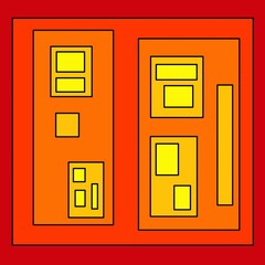 Abstract red, orange, and yellow rectangles design