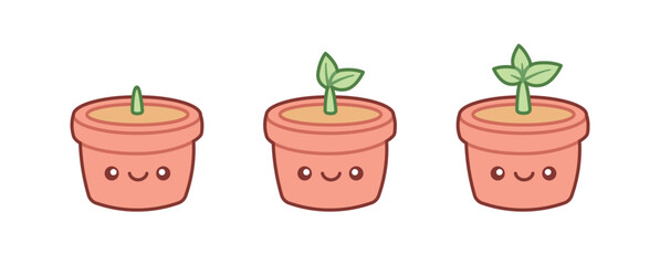 Cute Kawaii Plants Growing Process