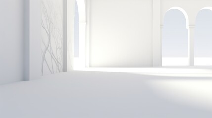 White minimalist interior with arches. AI Generation 