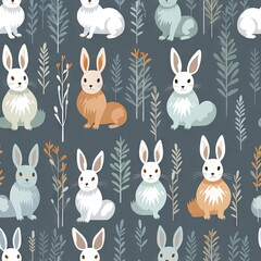Seamless Pattern of Rabbits