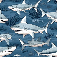 Seamless Pattern of Shark