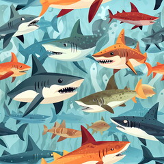 Seamless Pattern of Shark