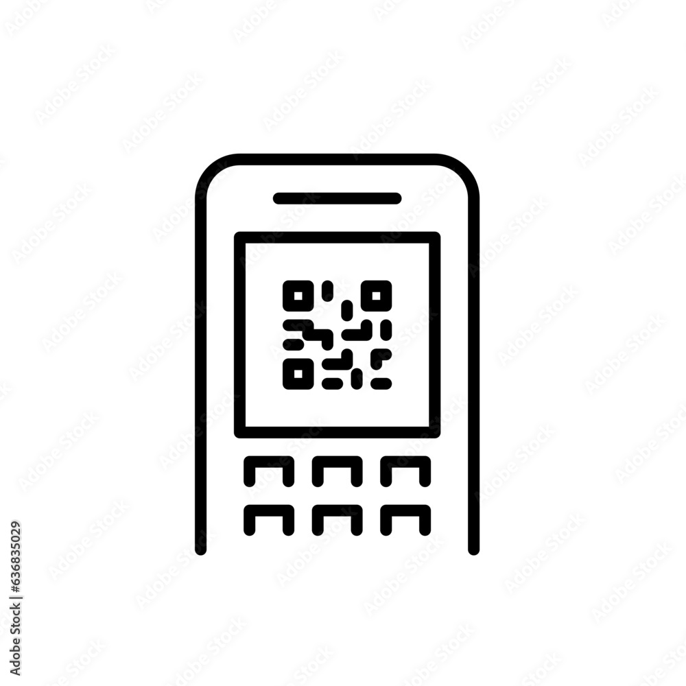 Poster qr code on a payment terminal. contactless payment methods. pixel perfect, editable stroke icon
