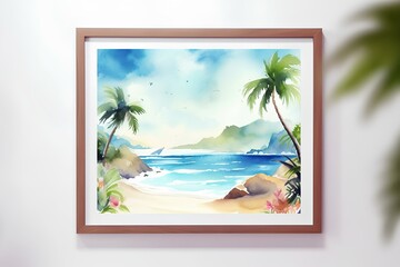 frame with beach made by midjeorney