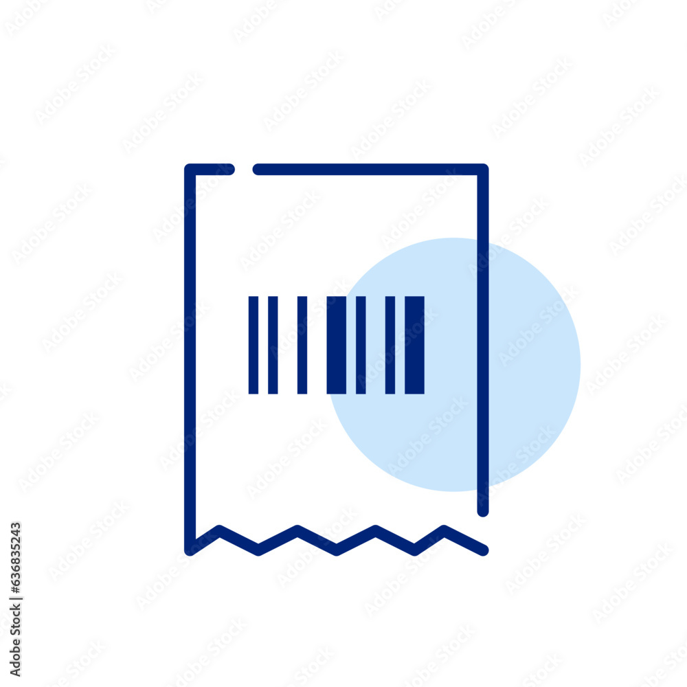 Poster bar code printed on a check. pixel perfect, editable stroke icon