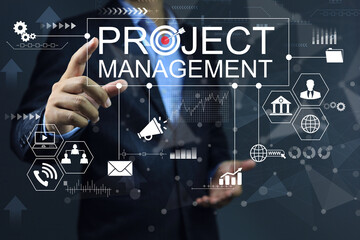 Project management concept manager working dealing contact with internal and external department...