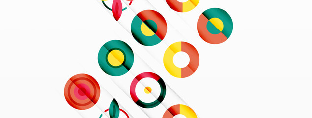 Colorful circles in a grid composition abstract background. Design for wallpaper, banner, background, landing page, wall art, invitation, prints, posters