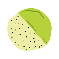 Matcha desserts illustration. Lovely matcha green powder tea-based recipe desserts flat design illustration with cakes, cookies, biscuits, and other sweets.